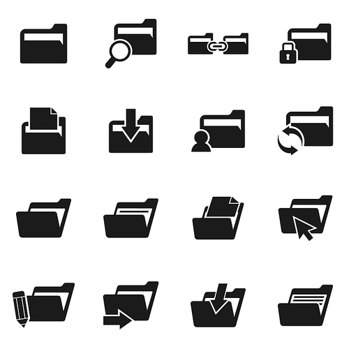 Set of icons on a theme folder. Vector illustration