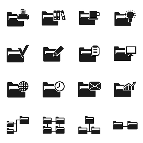 Set of icons on a theme folder. Vector illustration