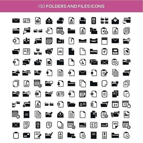 Set of icons, 130 folders and files icons