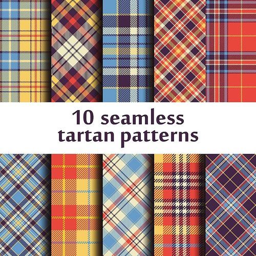 Set of 10 seamless tartan pattern