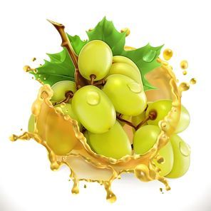 Grape juice. Fresh fruit, 3d vector icon