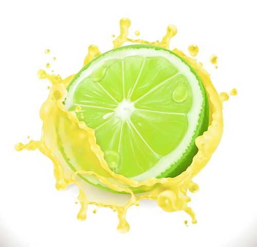 Lime juice. Fresh fruit, 3d vector icon