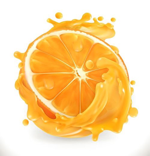 Orange juice. Fresh fruit. 3d realism, vector icon