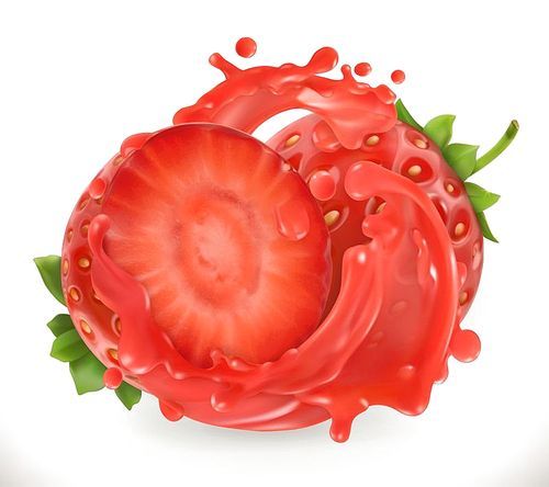 Strawberry. Fresh fruit. 3d realism, vector icon
