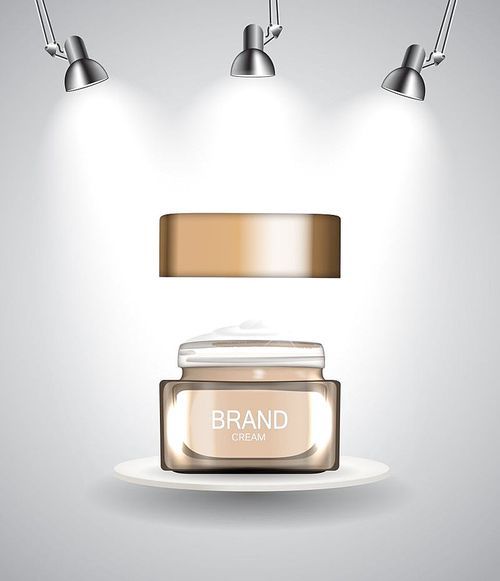 Face Cream Bottle Tube Template for Ads or Magazine Background. 3D Realistic Vector Iillustration. EPS10