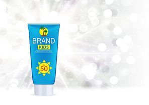 Sun Care Cream Bottle, Tube Template for Ads or Magazine Background. 3D Realistic Vector Iillustration. EPS10