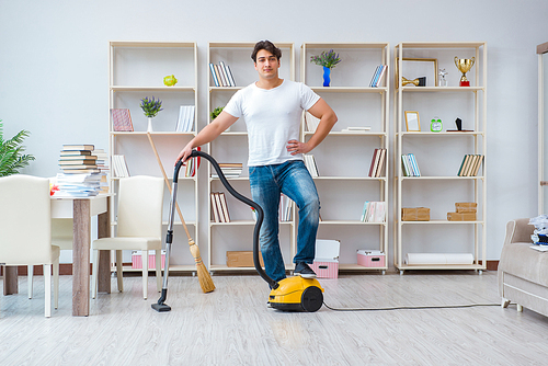 Man doing cleaning at home