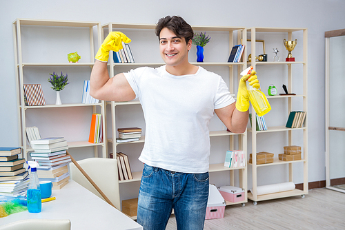 Man doing cleaning at home