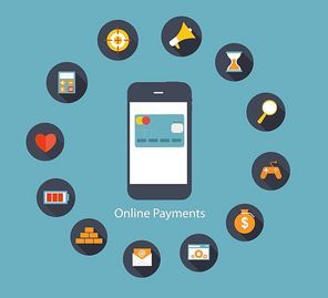 Online Payments Flat Concept Vector Illustration. EPS10