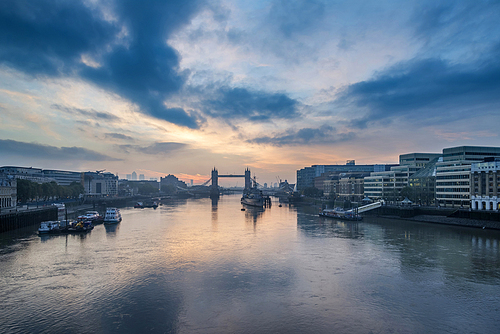 Stunning Autumn sunrise over Tower Bridge and River Thames in London