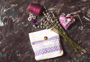 Sewing kits - pin cushion with needles, thread and lavender sachet