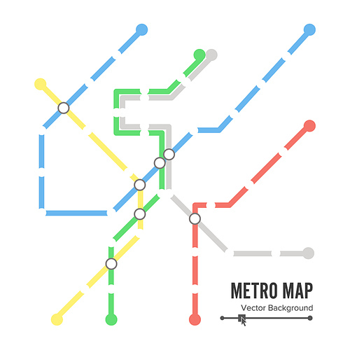 Metro Map Vector. Subway Map Design Template. Colorful Background With Stations.