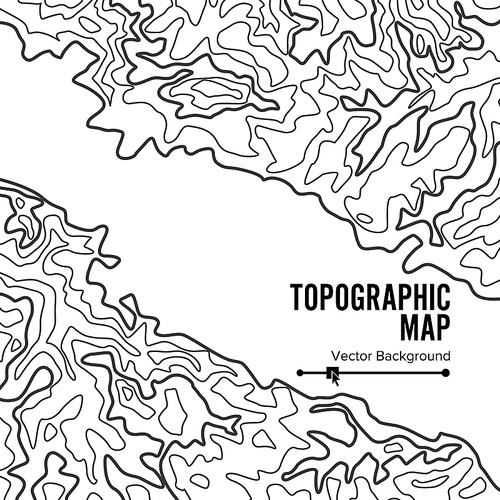 Contour Topographic Map Vector. Geography Wavy Backdrop. Cartography Graphic Concept