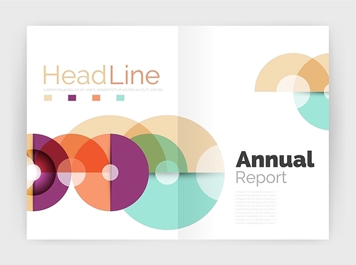Transparent circle composition on business annual report flyer. Vector illustration