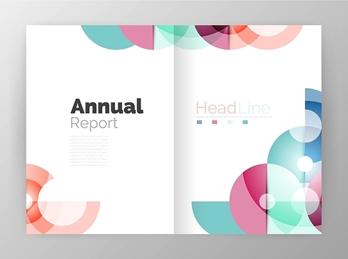 Transparent circle composition on business annual report flyer. Vector illustration