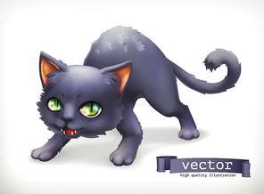 Cat. Happy Halloween, 3d vector icon