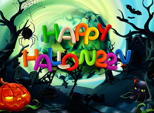 Happy Halloween. 3d vector background