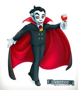 Happy Halloween. 3d vector emblem. vampire,