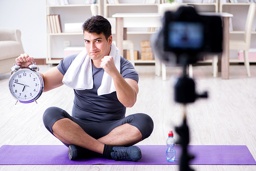 sports and health . recording video in sport concept