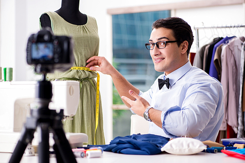 young man working as fashion video .