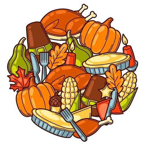 Happy Thanksgiving Day background design with holiday objects.