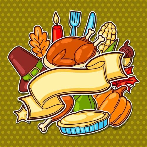 Happy Thanksgiving Day background with holiday objects.