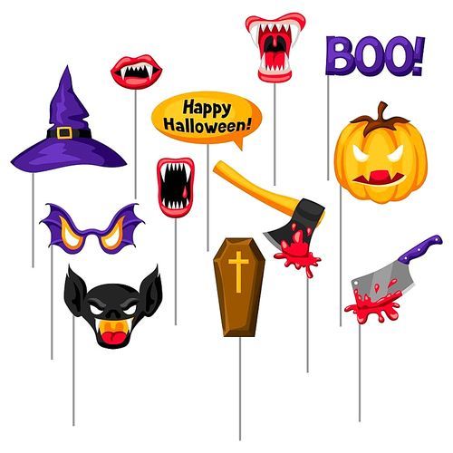 Halloween photo booth props. Accessories for festival and party.