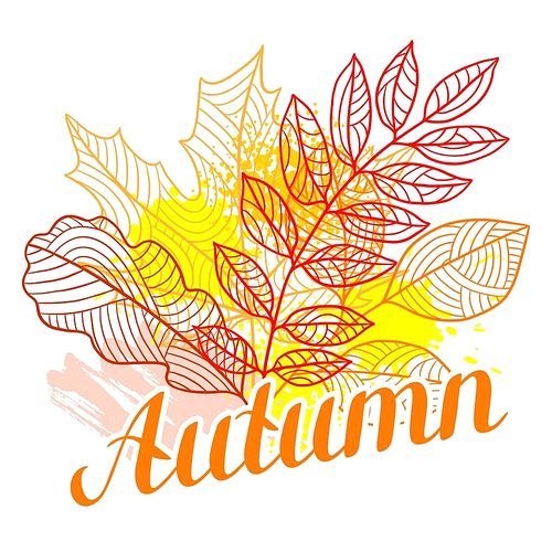 Floral background with stylized autumn foliage. Falling leaves.
