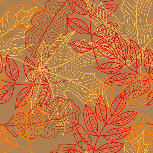 Seamless floral pattern with stylized autumn foliage. Falling leaves.