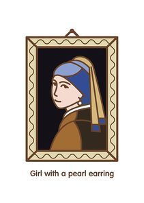 Girl with a pearl earring. Painting by the artist Vermeer. Icon vector.