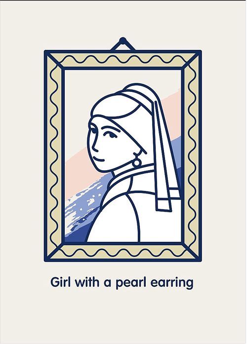 Girl with a pearl earring. Icon vector. The famous painting of Vermeer.