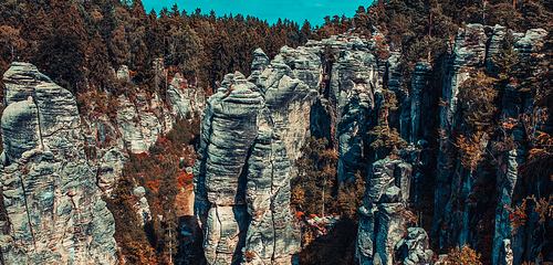 Adrspach-Teplice rocks in Czech at autumn season