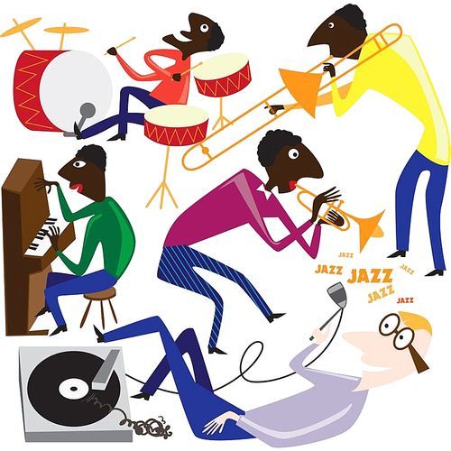 Creative conceptual music festival vector. Band playing musical instruments.