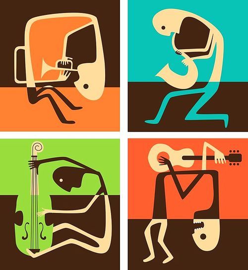 Creative conceptual vector. Man playing musical instrument.