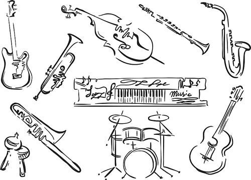 Creative conceptual music festival vector. Musical instruments.