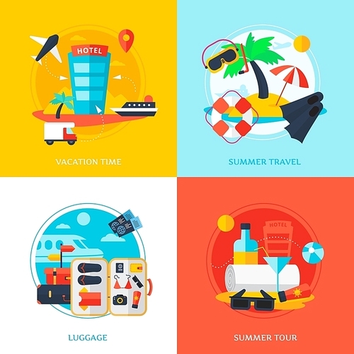 Decorative design concept with elements shown various types of traveling vector illustration