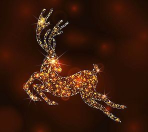 Christmas Light Deer for Happy New Year, Running Stag - Illustration Vector