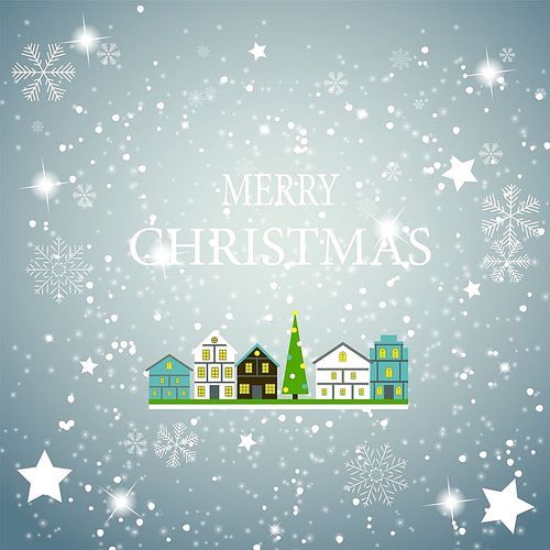 Abstract Christmas and New Year with Fabulous Houses Background. Vector Illustration. EPS10