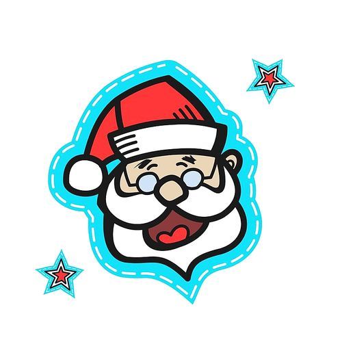 Christmas illustration hand drawn. Jolly Santa with glasses.