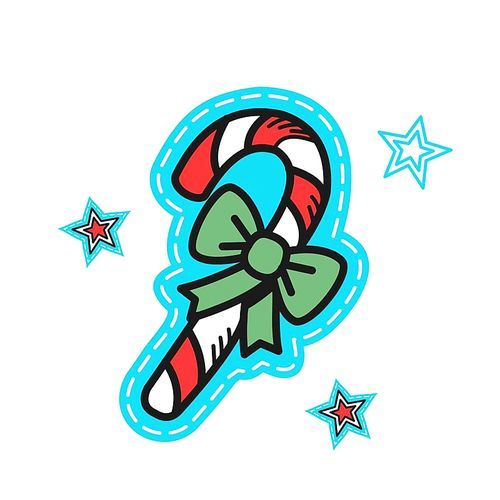 Christmas illustration hand drawn. Lollipop with bow.