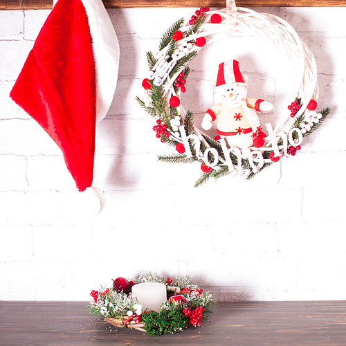 Eco natural Christmas wreath with aples and berries