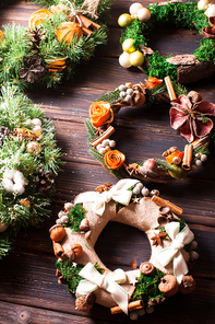 Christmas fair, Large Choice of aromatic natural wreathes