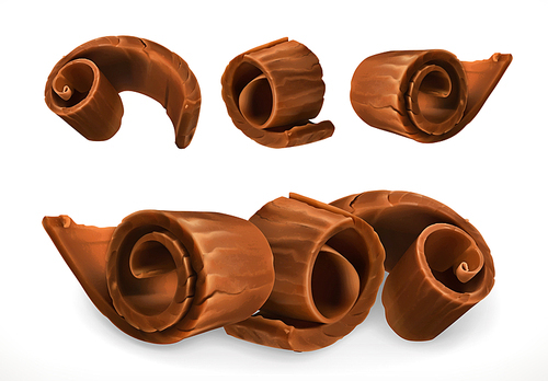 Chocolate shavings. 3d realistic vector icon