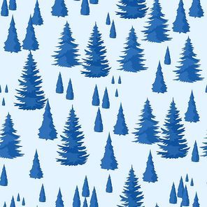 Winter seamless pattern. Landscape with fir forest.