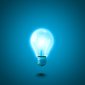 Conceptual image of electric bulb against blue background