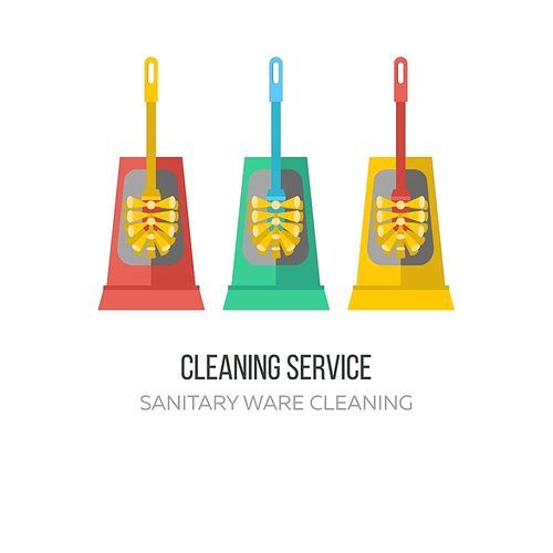 Cleaning service. Set of toilet brushes. Flat vector illustration. Isolated on white .