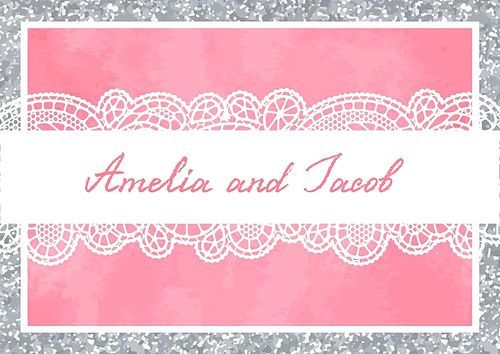 Wedding invitation or greeting card on aquarelle background.
