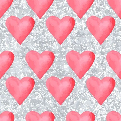 Wedding aquarelle pink seamless pattern with hearts.