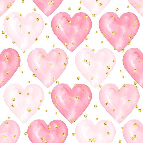 Wedding aquarelle pink seamless pattern with hearts.