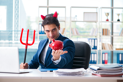 Devil angry businessman in the office